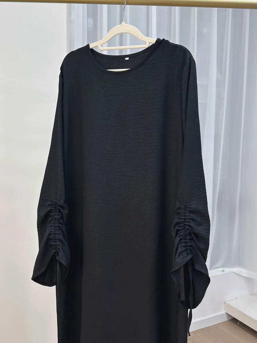 Abaya Manches Cordon — Robe Longue Modeste & Élégante