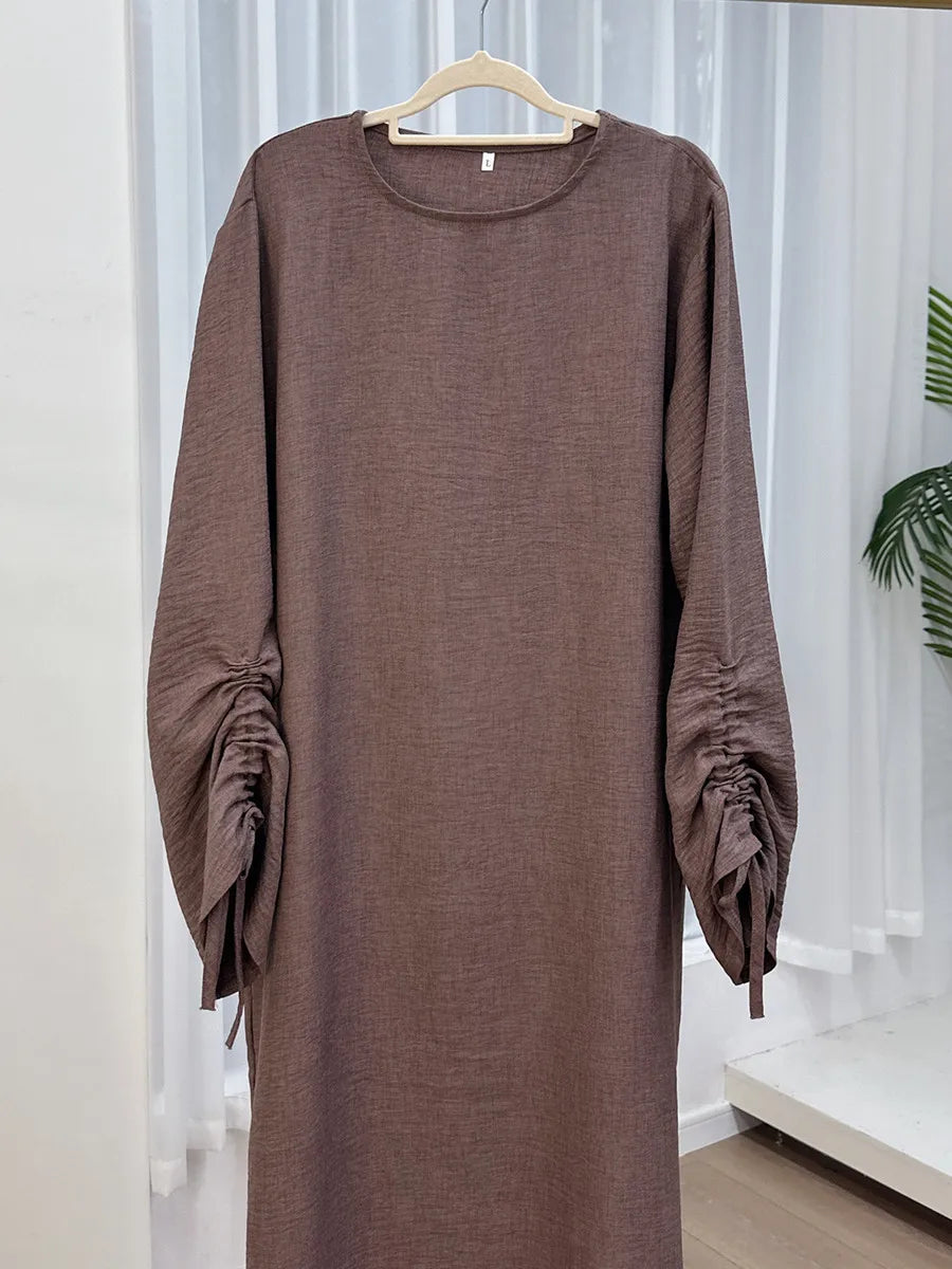 Abaya Manches Cordon — Robe Longue Modeste & Élégante