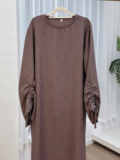 Abaya Manches Cordon — Robe Longue Modeste & Élégante