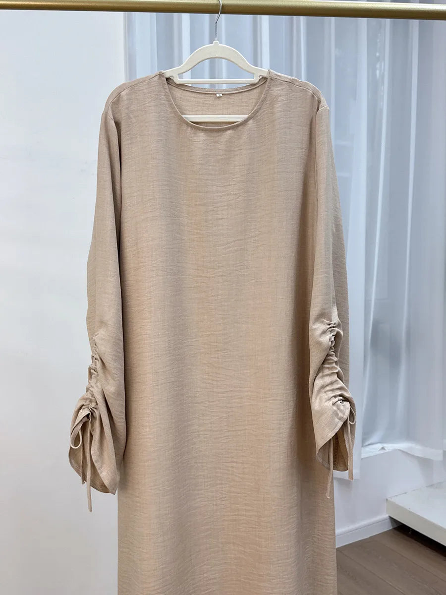 Abaya Manches Cordon — Robe Longue Modeste & Élégante