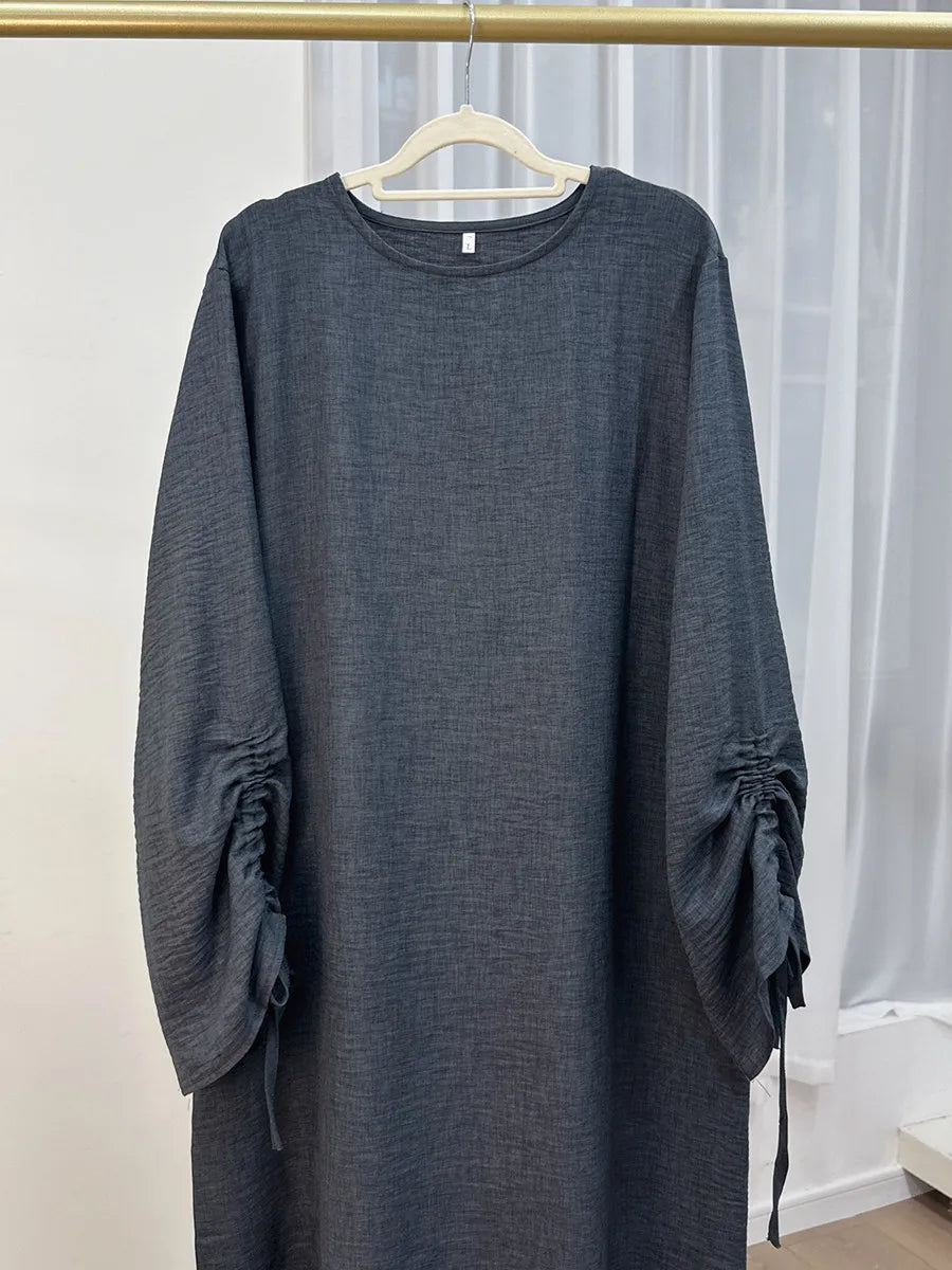 Abaya Manches Cordon — Robe Longue Modeste & Élégante