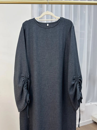 Abaya Manches Cordon — Robe Longue Modeste & Élégante