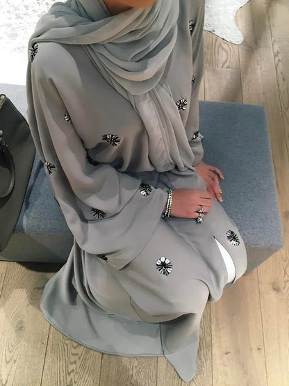 Kimono Turc Broderies Florales & Perles — Mode Modeste | NOOR CREA