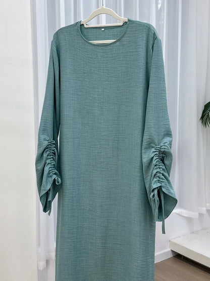 Abaya Manches Cordon — Robe Longue Modeste & Élégante