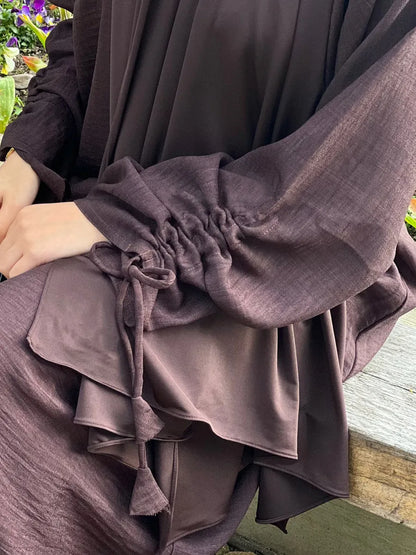 Abaya Manches Cordon — Robe Longue Modeste & Élégante