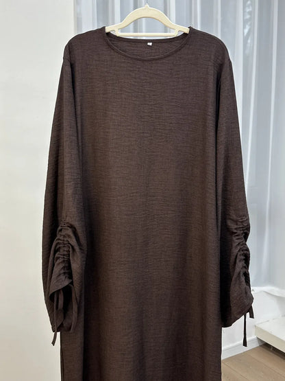 Abaya Manches Cordon — Robe Longue Modeste & Élégante
